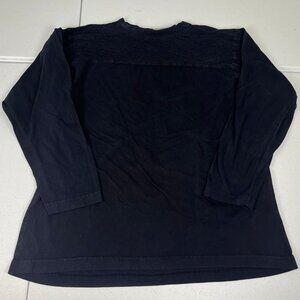 Cotton Colors Shirt Black Long Sleeve Crewneck Lace Pullover Casual Women's Top